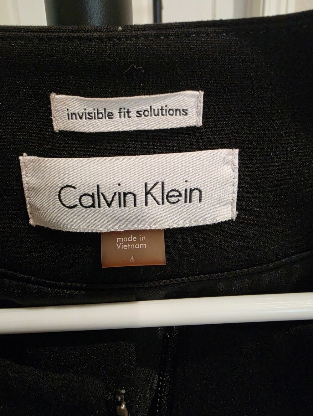 Calvin Klein Invisible Fit Solutions Black Zip Front Career Blazer Size 4 - Picture 3 of 5